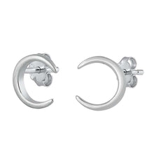 Load image into Gallery viewer, Sterling Silver Rhodium Plated Crescent Moon Small Stud Earrings