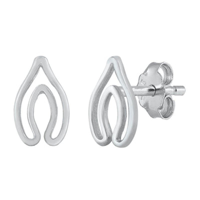 Sterling Silver Rhodium Plated Horseshoe Stud Earrings - silverdepot