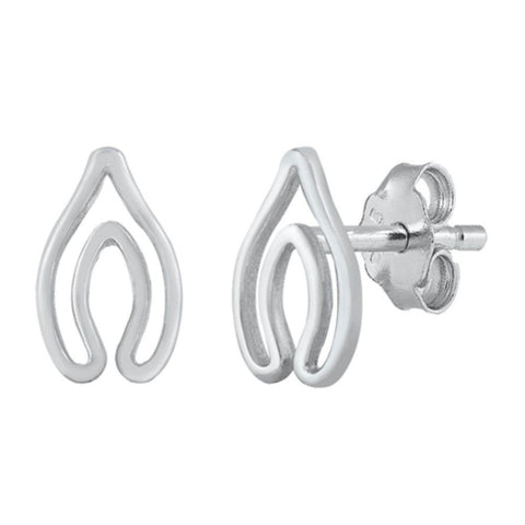 Sterling Silver Rhodium Plated Horseshoe Stud Earrings