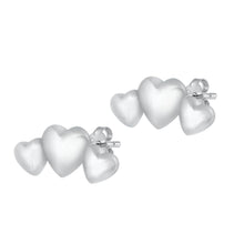 Load image into Gallery viewer, Sterling Silver Rhodium Plated Hearts Stud Earrings - silverdepot