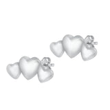 Sterling Silver Rhodium Plated Hearts Stud Earrings