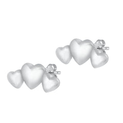 Sterling Silver Rhodium Plated Hearts Stud Earrings