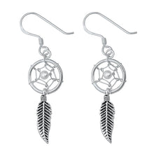Load image into Gallery viewer, Sterling Silver Oxidized Dream Catcher Plain Earrings
