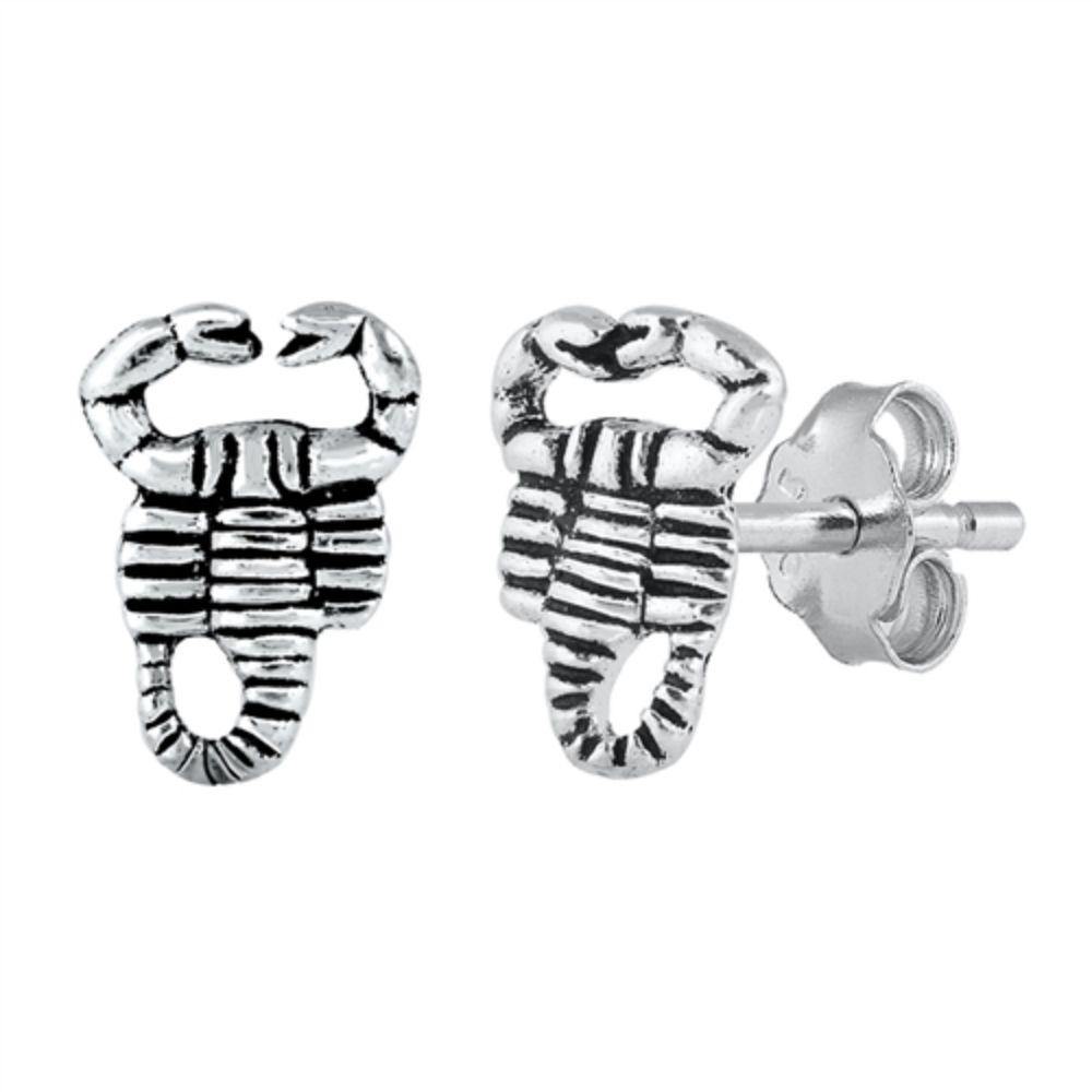Sterling Silver Oxidized Scorpion Stud Earrings - silverdepot