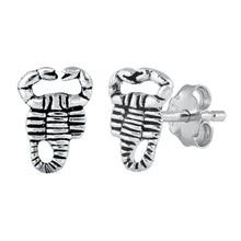 Load image into Gallery viewer, Sterling Silver Oxidized Scorpion Stud Earrings - silverdepot