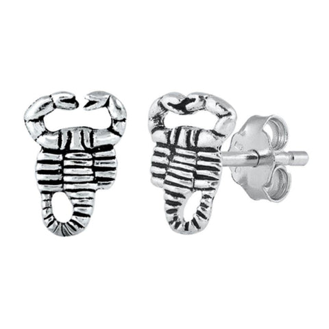Sterling Silver Oxidized Scorpion Stud Earrings