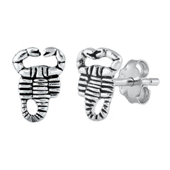 Sterling Silver Oxidized Scorpion Stud Earrings