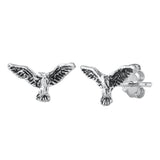 Sterling Silver Oxidized Dove Stud Earrings