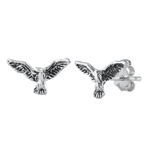 Sterling Silver Oxidized Dove Stud Earrings