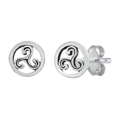 Sterling Silver Oxidized Triquetra Stud Earrings - silverdepot