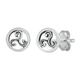 Sterling Silver Oxidized Triquetra Stud Earrings