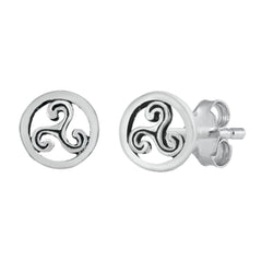 Sterling Silver Oxidized Triquetra Stud Earrings