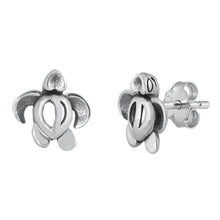 Load image into Gallery viewer, Sterling Silver Oxidized Hawaiian Turtle Stud Earrings - silverdepot