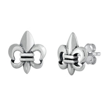 Load image into Gallery viewer, Sterling Silver Oxidized Fleur De Lis Stud Earrings - silverdepot