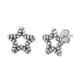 Sterling Silver Oxidized Star Stud Earrings