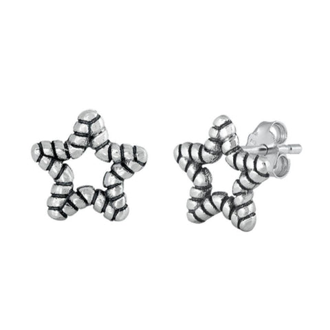 Sterling Silver Oxidized Star Stud Earrings