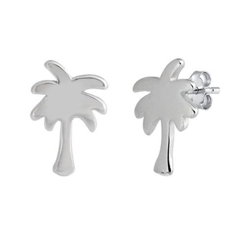 Sterling Silver Oxidized Palm Trees Stud Earrings