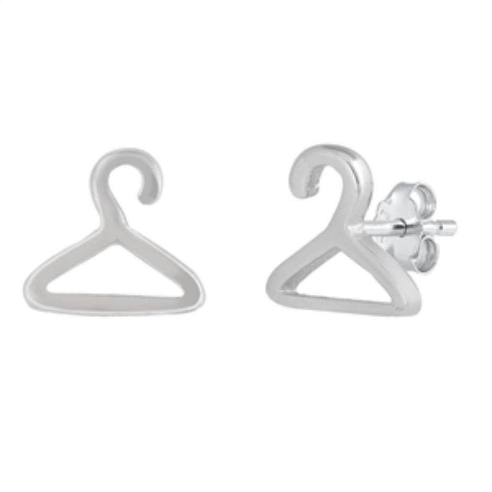 Sterling Silver Oxidized Clothes Hanger Stud Earrings