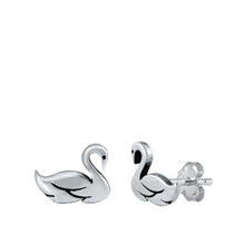 Load image into Gallery viewer, Sterling Silver Oxidized Swan Stud Earrings - silverdepot