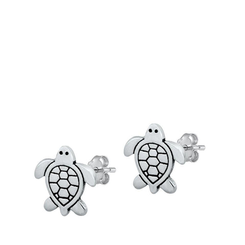 Sterling Silver Turtle Stud Earrings