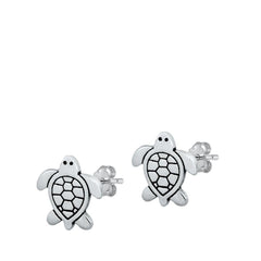 Sterling Silver Turtle Stud Earrings