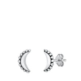 Sterling Silver Bali Moon Stud Earrings