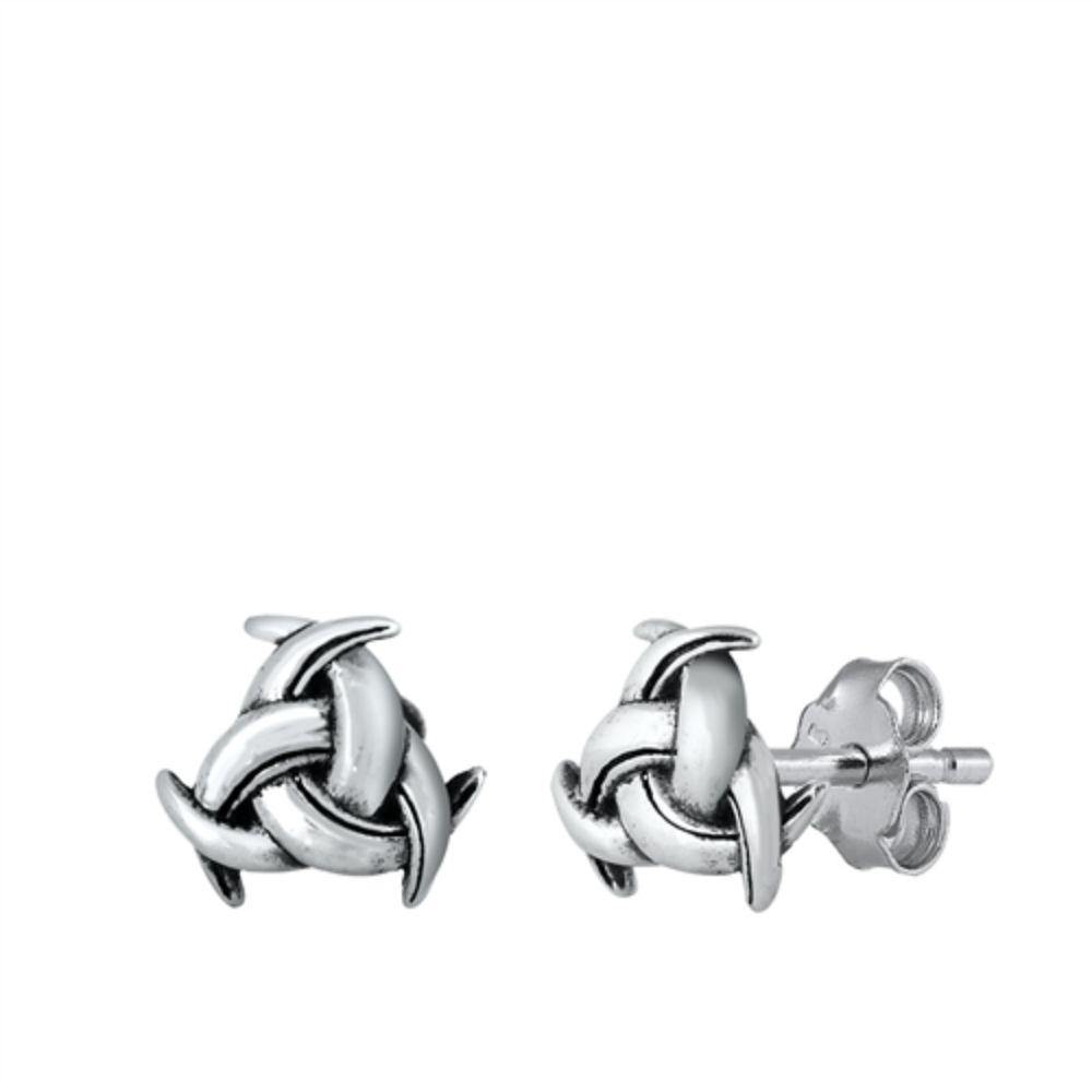 Sterling Silver Oxidized Celtic Knot Stud Earrings - silverdepot
