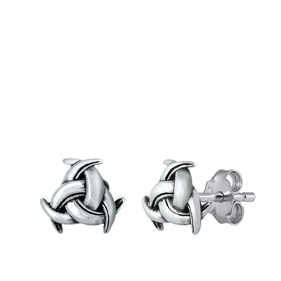 Sterling Silver Oxidized Celtic Knot Stud Earrings - silverdepot