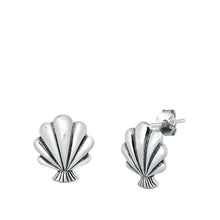 Load image into Gallery viewer, Sterling Silver Oxidized Seashell Stud Earrings - silverdepot