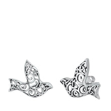 Load image into Gallery viewer, Sterling Silver Filigree Sparrow Stud Earrings - silverdepot