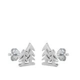 Sterling Silver Oxidized Trees Stud Earrings