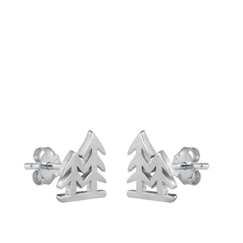 Sterling Silver Oxidized Trees Stud Earrings