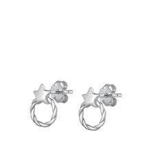 Load image into Gallery viewer, Sterling Silver Oxidized Star Stud Earrings - silverdepot