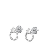 Sterling Silver Oxidized Star Stud Earrings