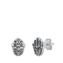 Load image into Gallery viewer, Sterling Silver Hamsa Stud Earrings - silverdepot