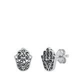 Sterling Silver Hamsa Stud Earrings
