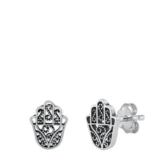 Sterling Silver Hamsa Stud Earrings