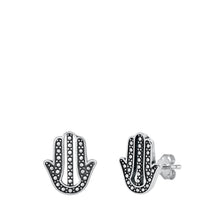Load image into Gallery viewer, Sterling Silver Hamsa Stud Earrings - silverdepot