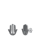 Sterling Silver Hamsa Stud Earrings
