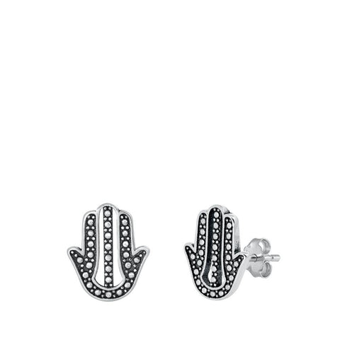 Sterling Silver Hamsa Stud Earrings