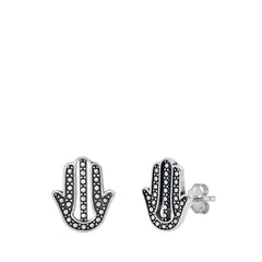 Sterling Silver Hamsa Stud Earrings