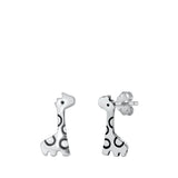 Sterling Silver Giraffe Stud Earrings