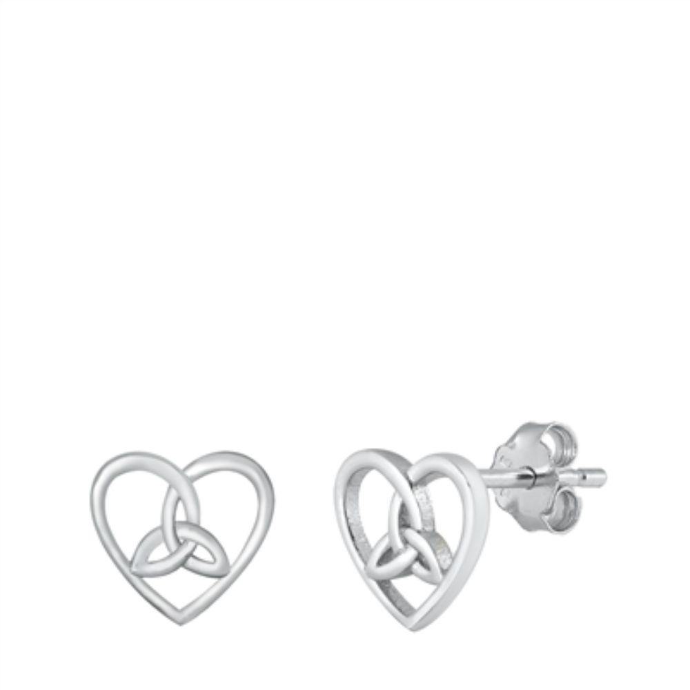 Sterling Silver Celtic Heart Stud Earrings