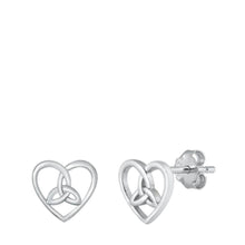Load image into Gallery viewer, Sterling Silver Celtic Heart Stud Earrings - silverdepot
