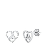 Sterling Silver Celtic Heart Stud Earrings