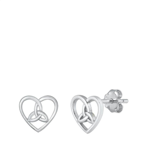 Sterling Silver Celtic Heart Stud Earrings