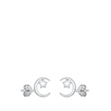 Sterling Silver Moon & Star Stud Earrings