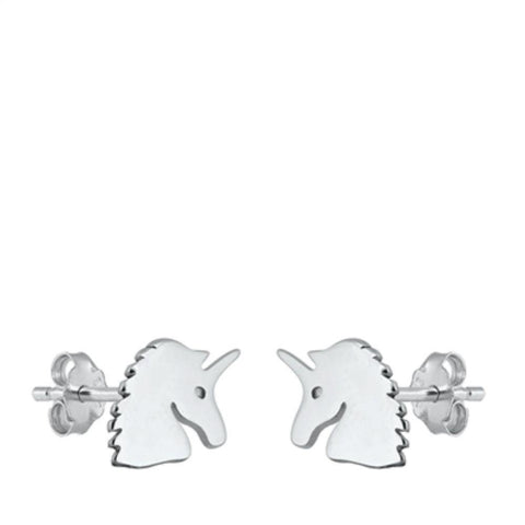 Sterling Silver Unicorn Stud Earrings