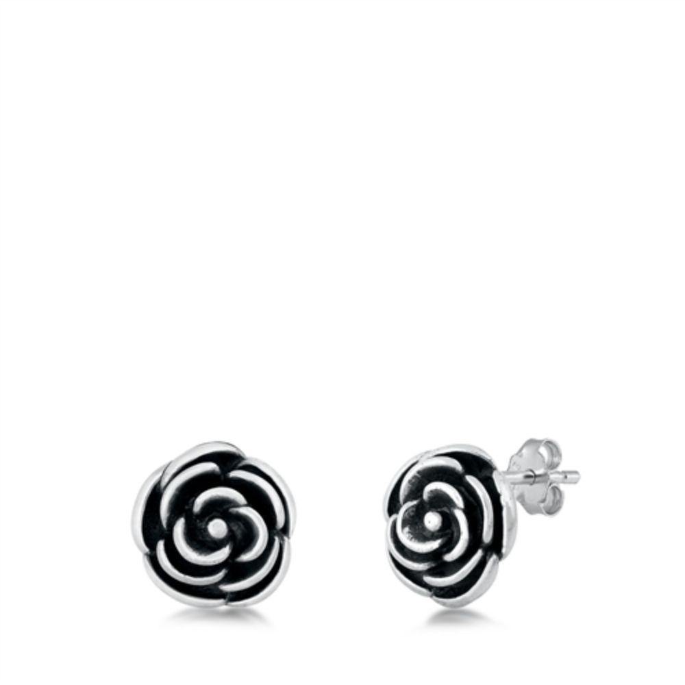 Sterling Silver Rose Stud Earrings - silverdepot