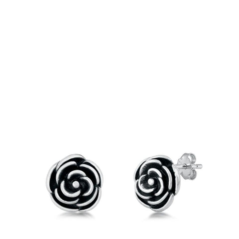 Sterling Silver Rose Stud Earrings